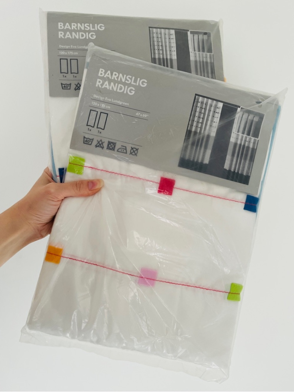 4 IKEA BARNSLIG RANDIG Short curtains, multicolor